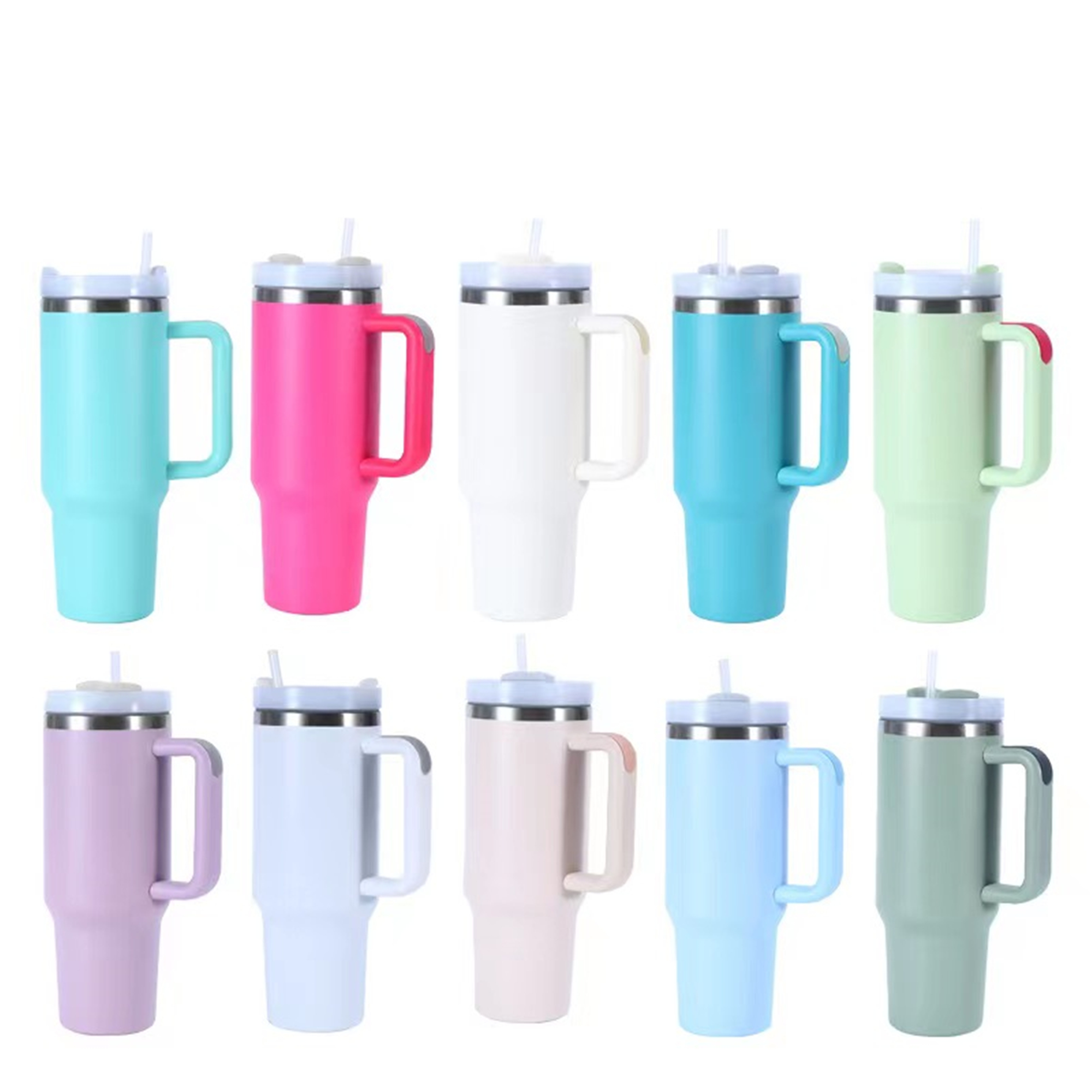 40 oz Tumbler With Lid, Starw And Handle 2