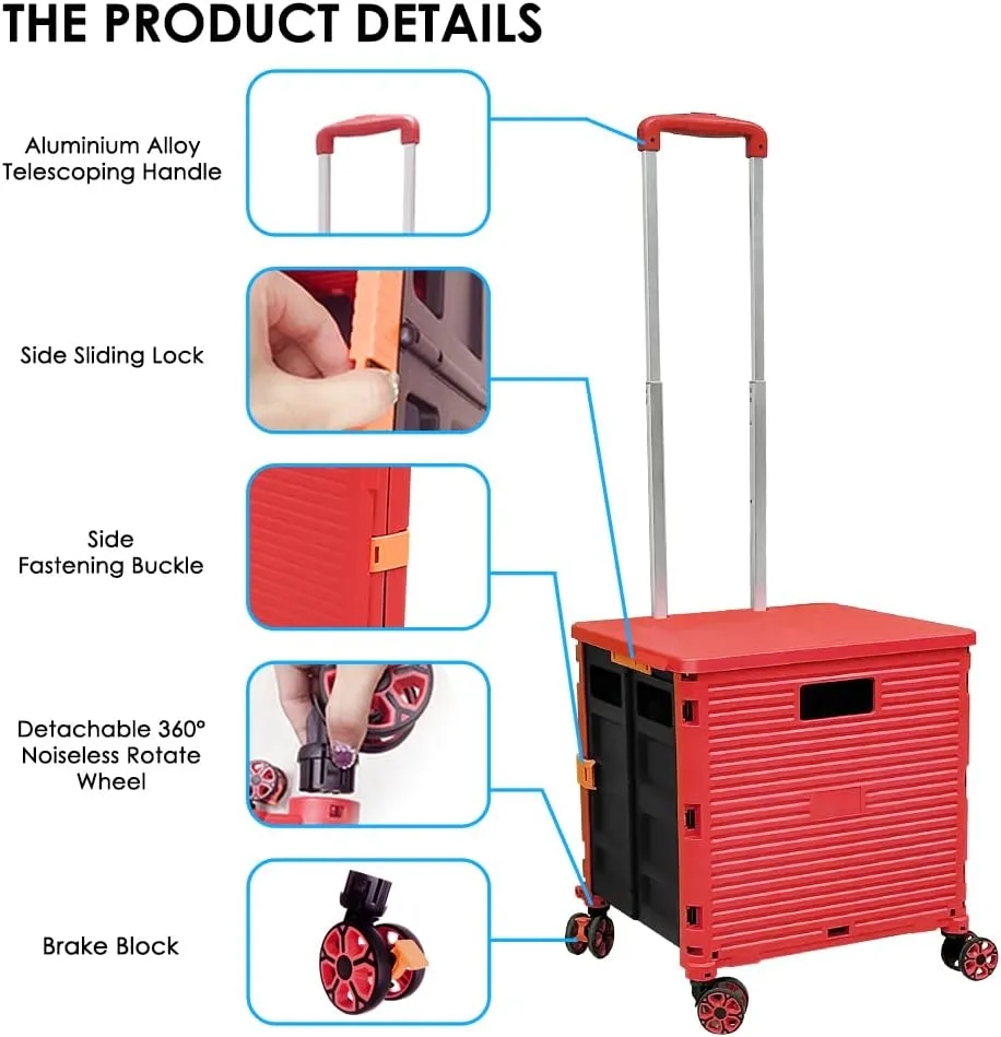 Foldable Utility Cart With 8 Wheels 7