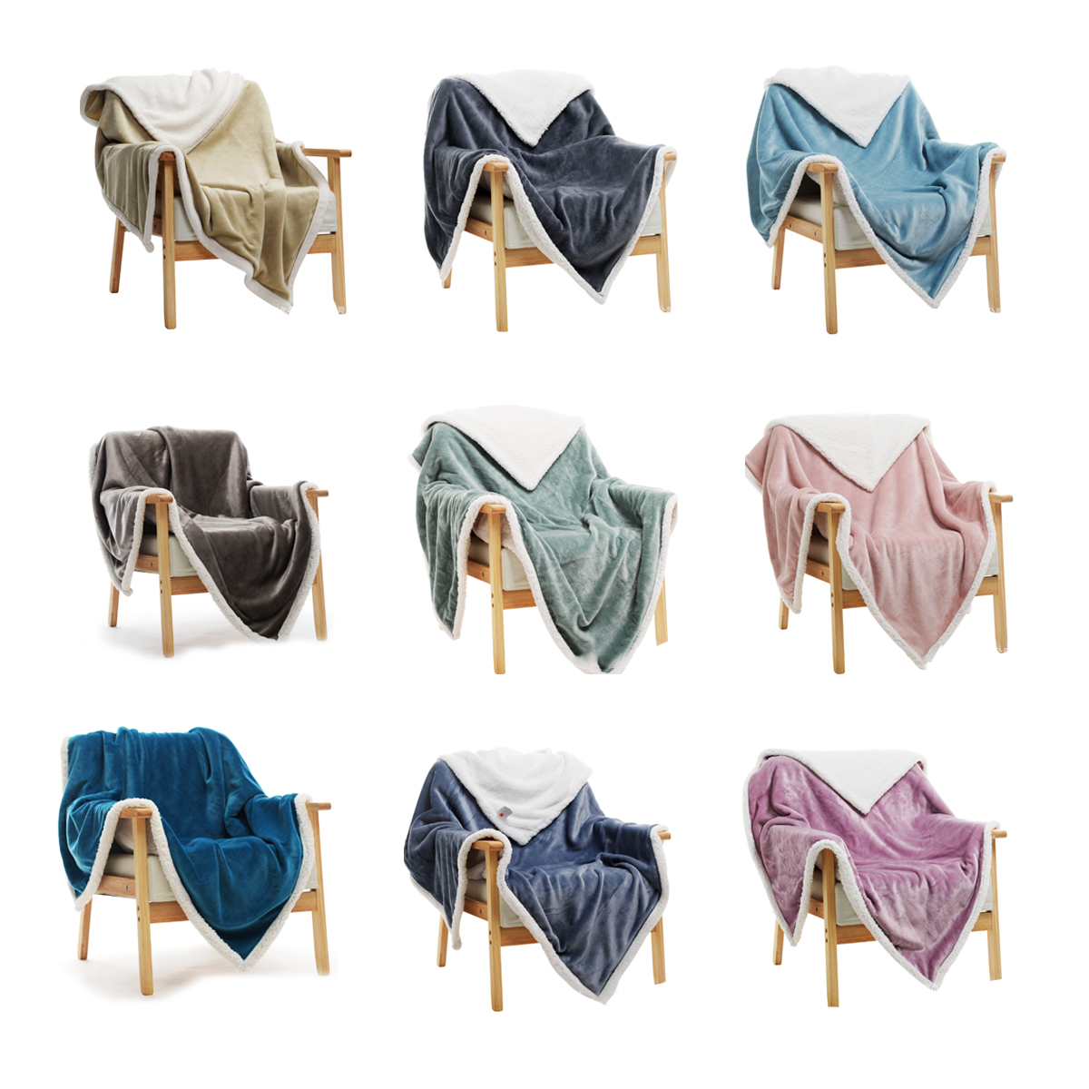 Two-Tone Sherpa Fleece Blanket with Soft Reversible Design 2