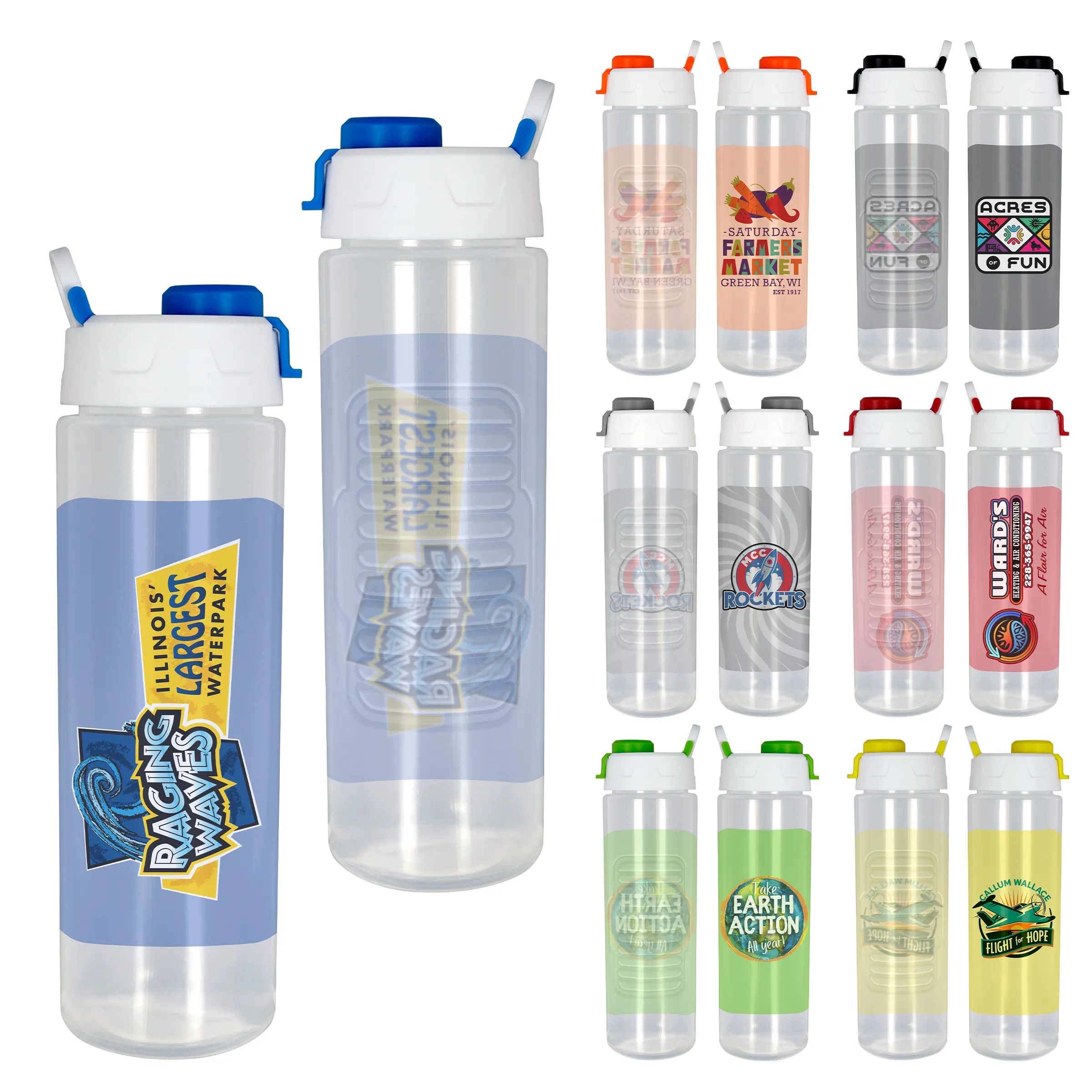 Two Tone Pop Up 24 oz. Full Color Debossed Bottle