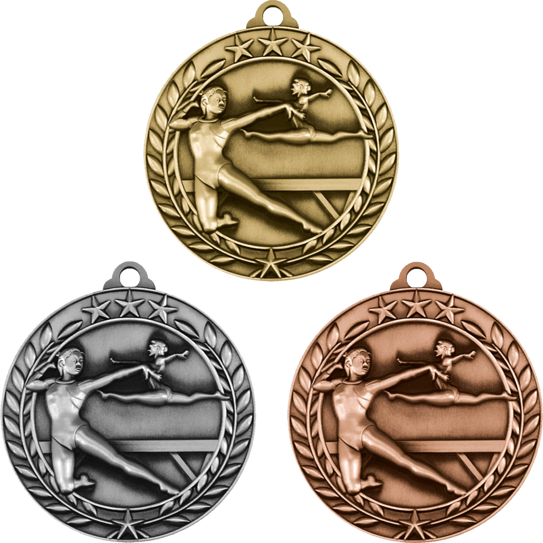 Stock Small Academic & Sports Laurel Medals: Women's Gymnastics