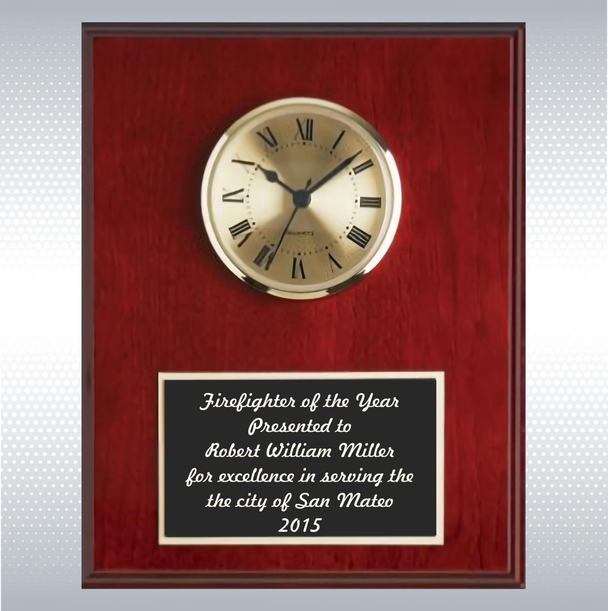 Mahogany Finish Solid Wood Plaque W/ Clock 4