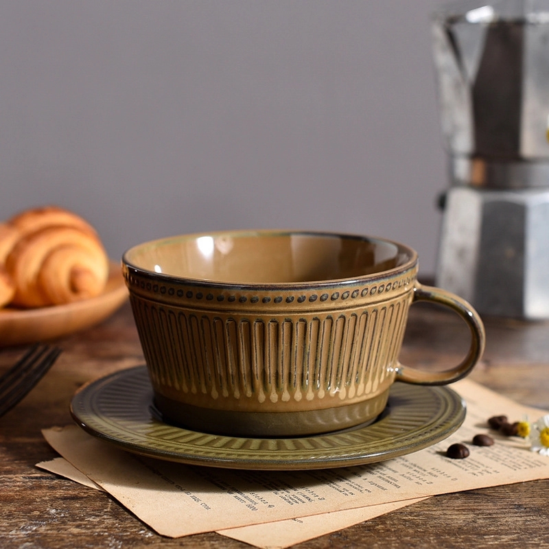 Custom 10 oz Ceramic Coffee Mug Saucer Set 7