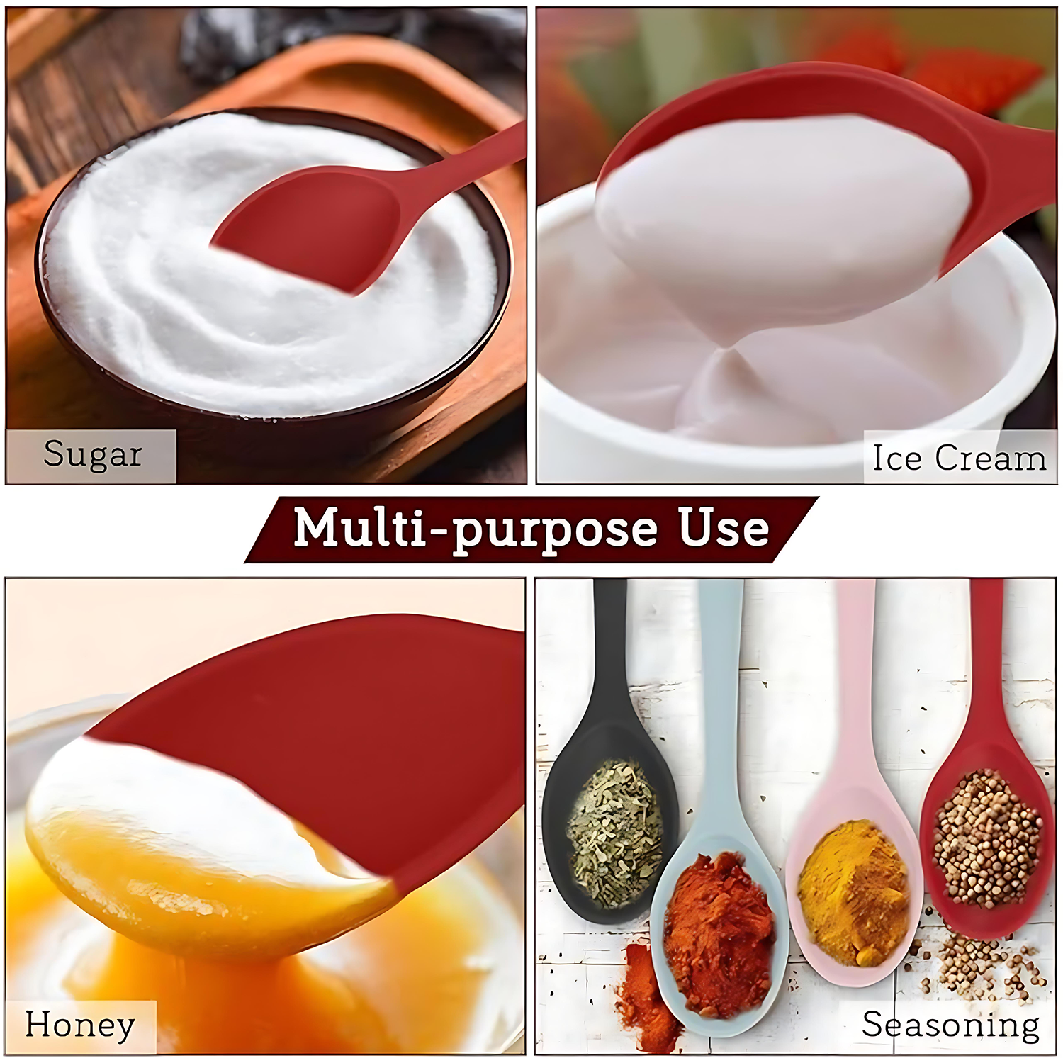 One-piece food-grade kitchen cooking silicone spoon 7