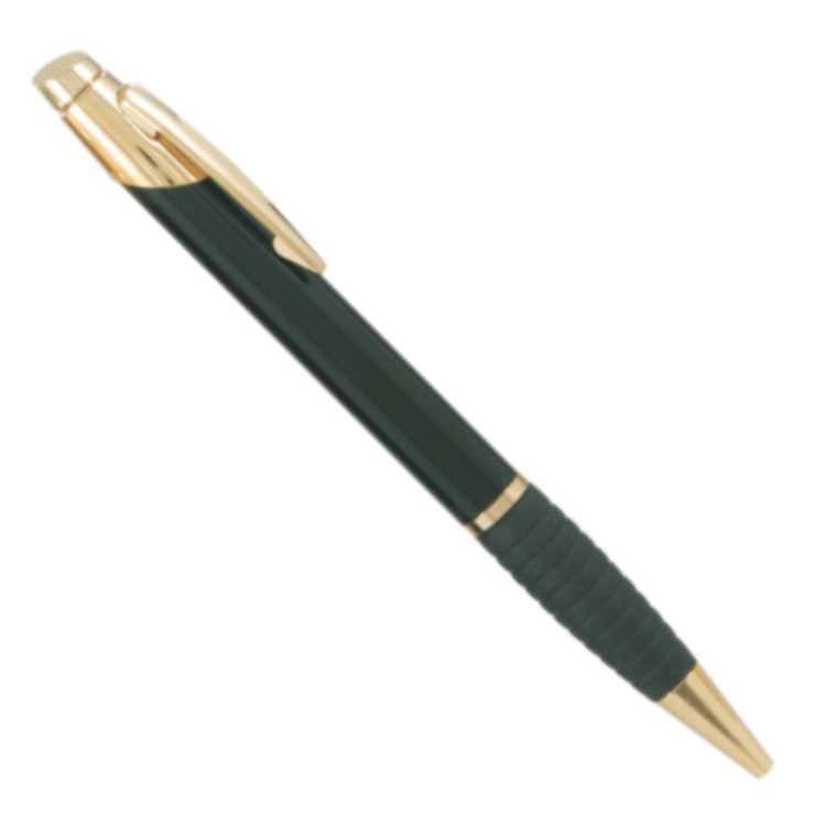 Laser Engraved Black Gloss Ballpoint Pen with Gold Trim 1
