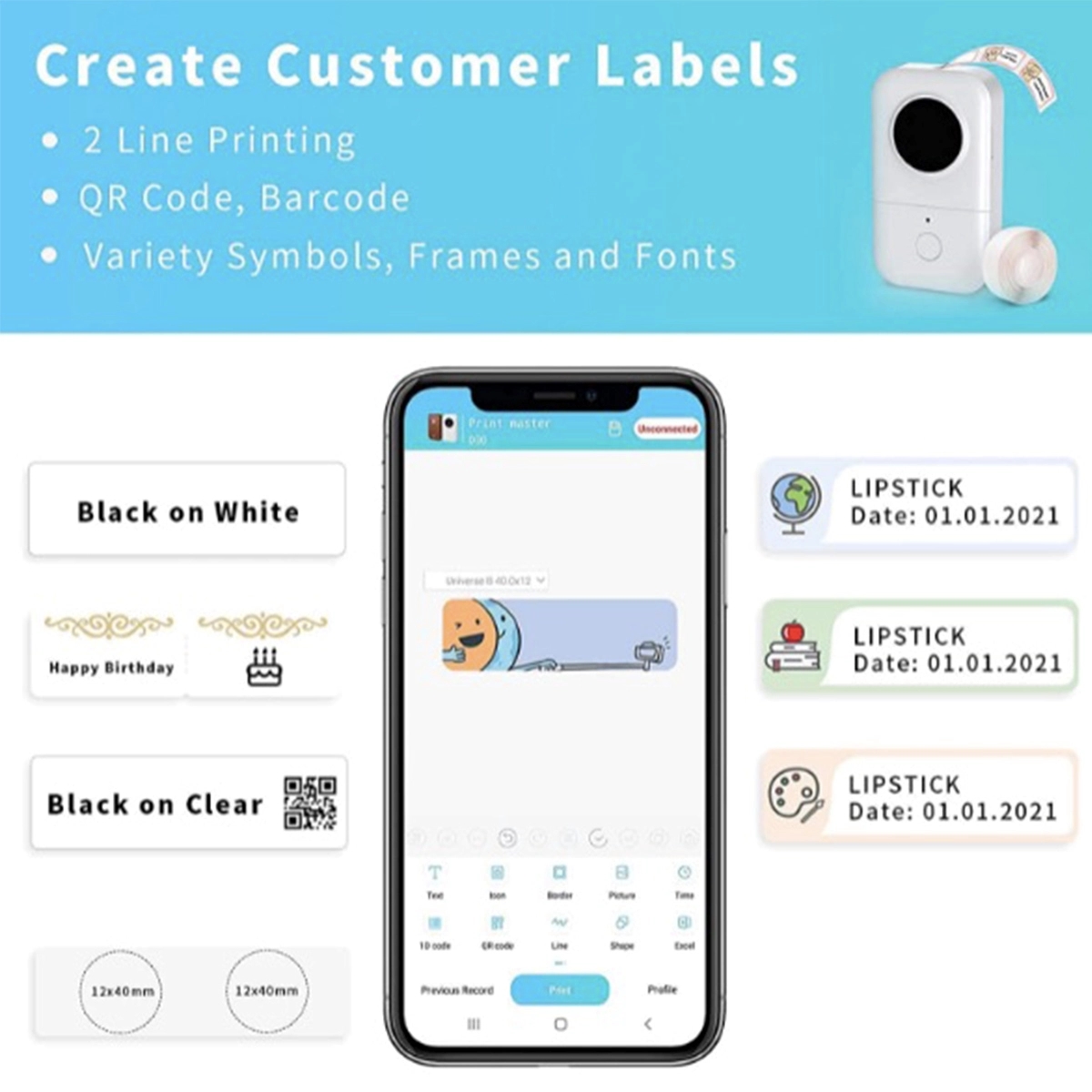 Wireless Smart Label Maker Machine Mini Printer 5