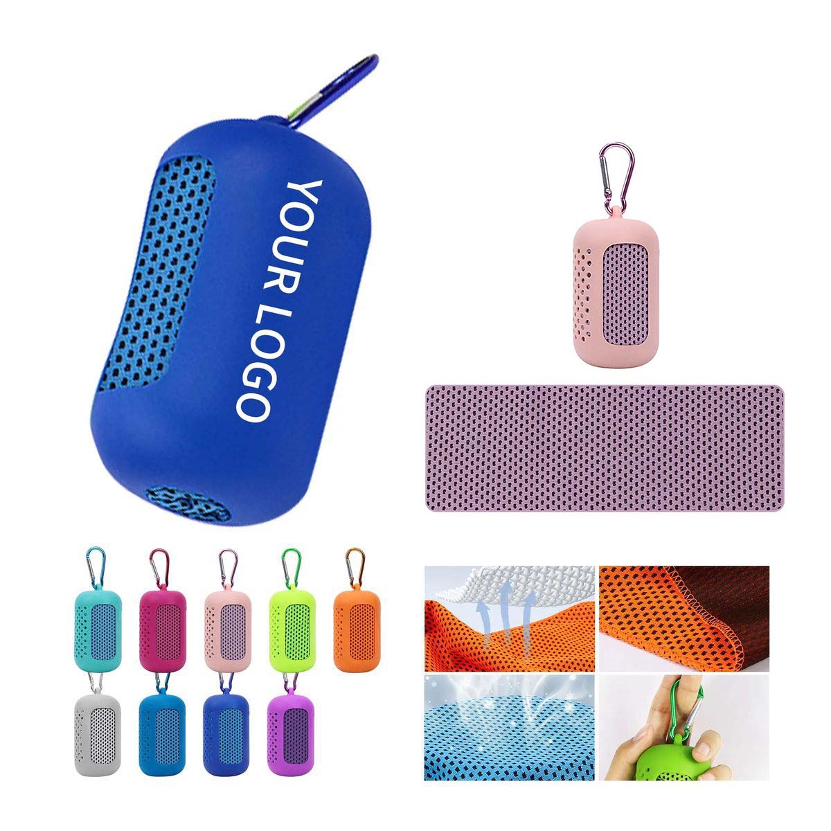 Quick Dry Polyester Towel with Silicone Carrying Case 2