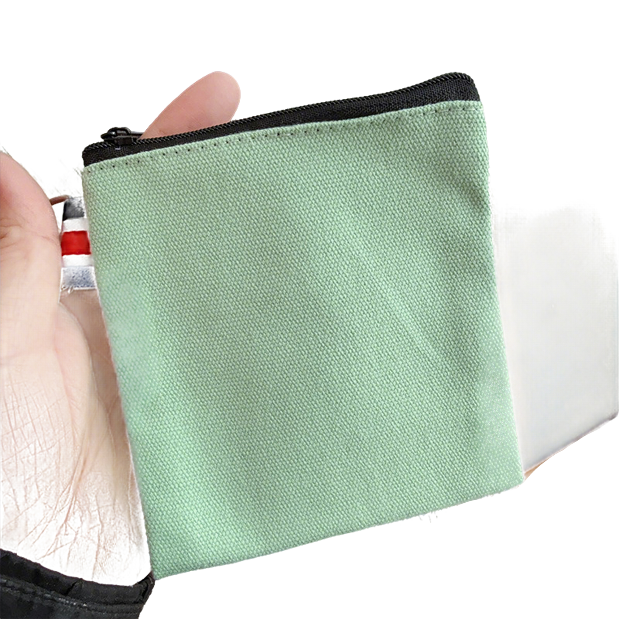 Canvas Zipper Pouch With Metal Ring Square 4.3" Size 5