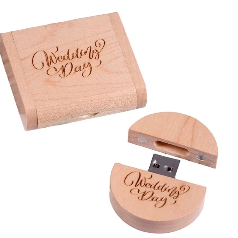 Round Wooden USB with Gift Box 4
