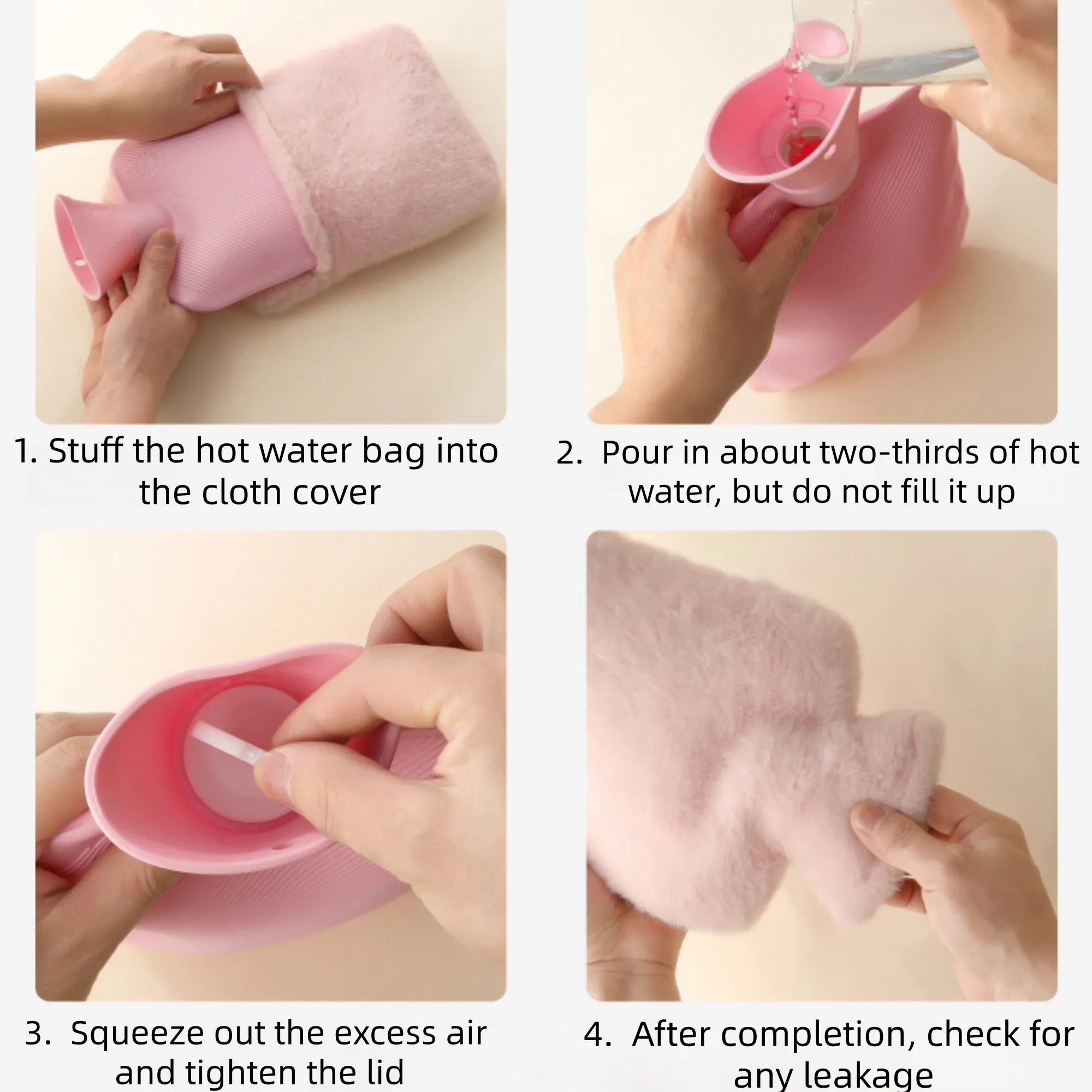 33oz Refillable Warm Hot Water Bag With Fleece Covered 3