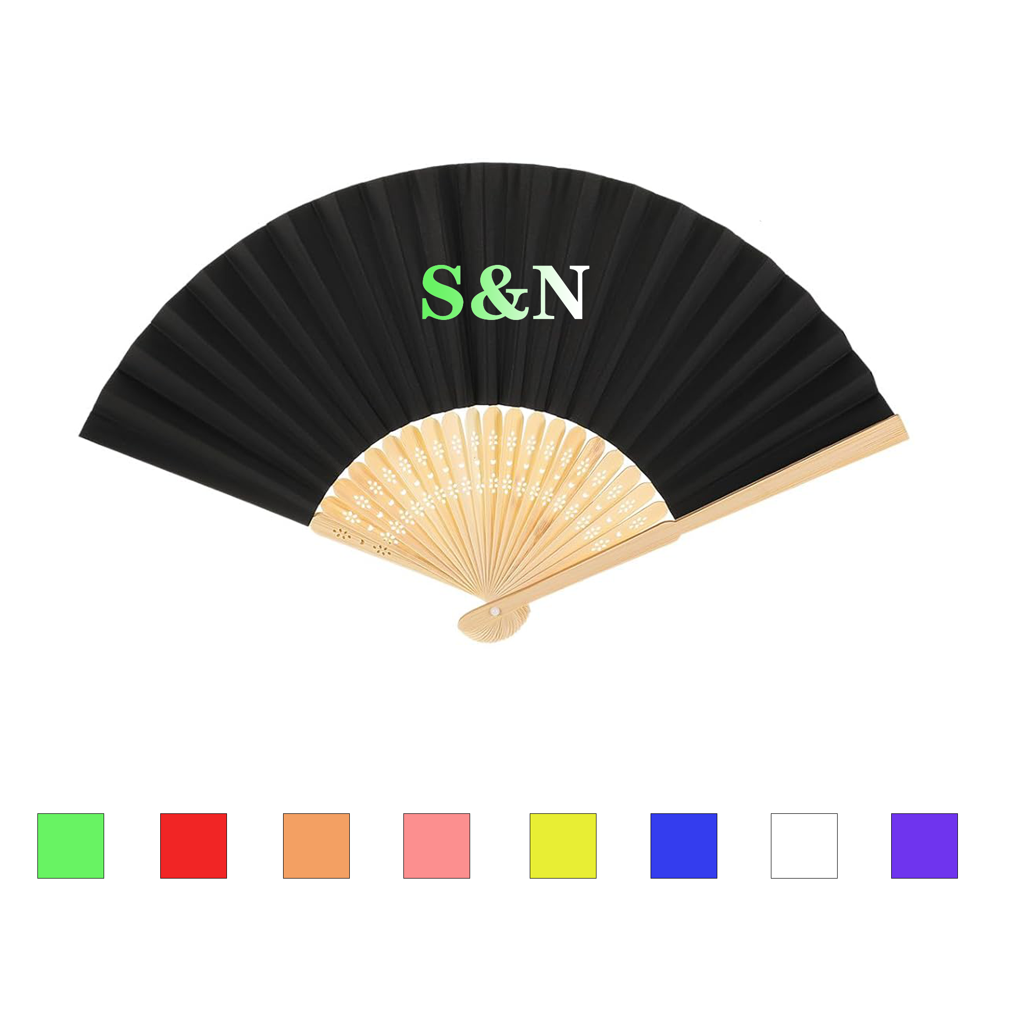 8.3 " Folding Bamboo Paper Fan 2