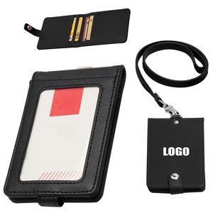 PU Lanyard 5 Pockets Folded PU Leather Card Holder 11
