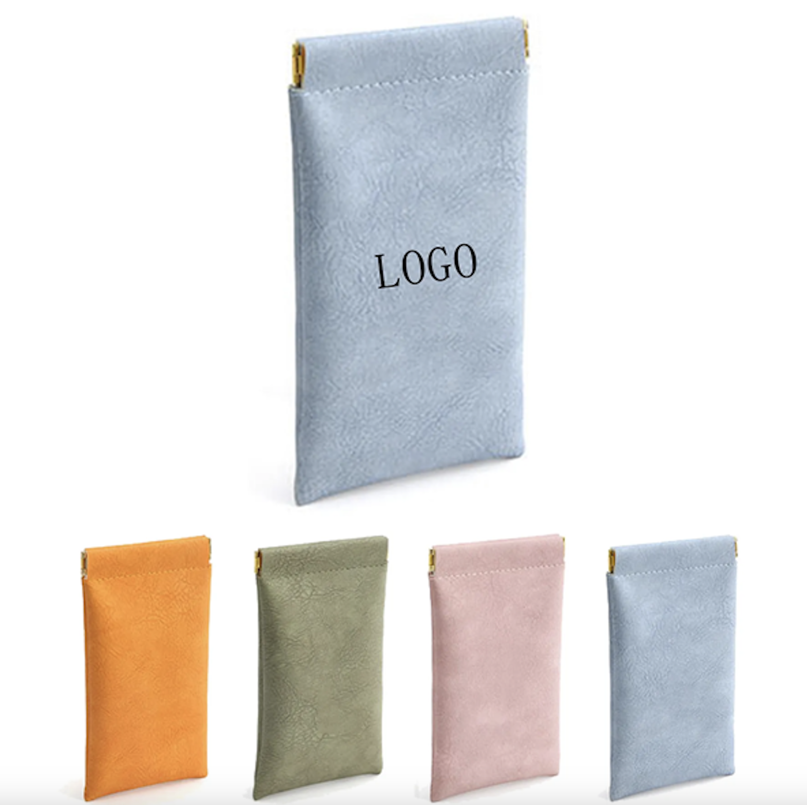 Portable Squeeze Top PU Leather Glasses Bag 3