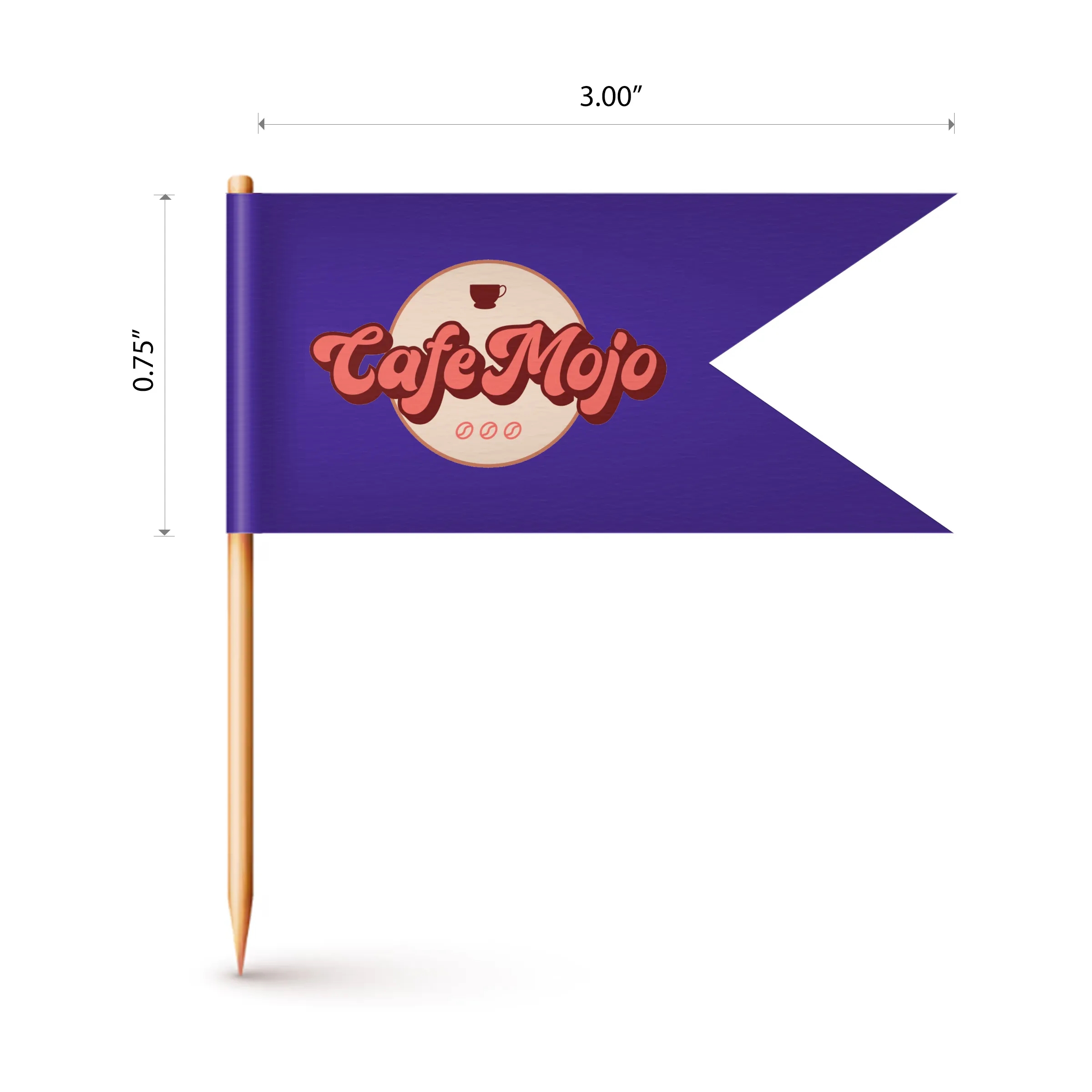 Custom Paper Toothpick Flags - Style D Flag Size 0.75" x 3" 3