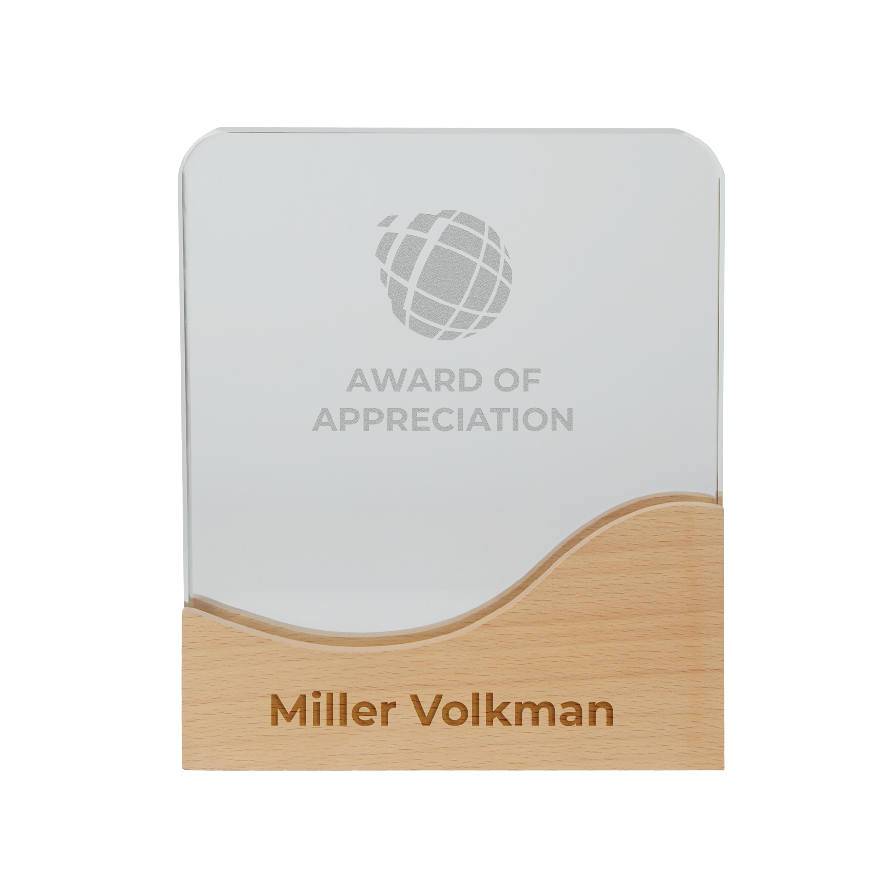 Ola Crystal Award with Wood Base 3