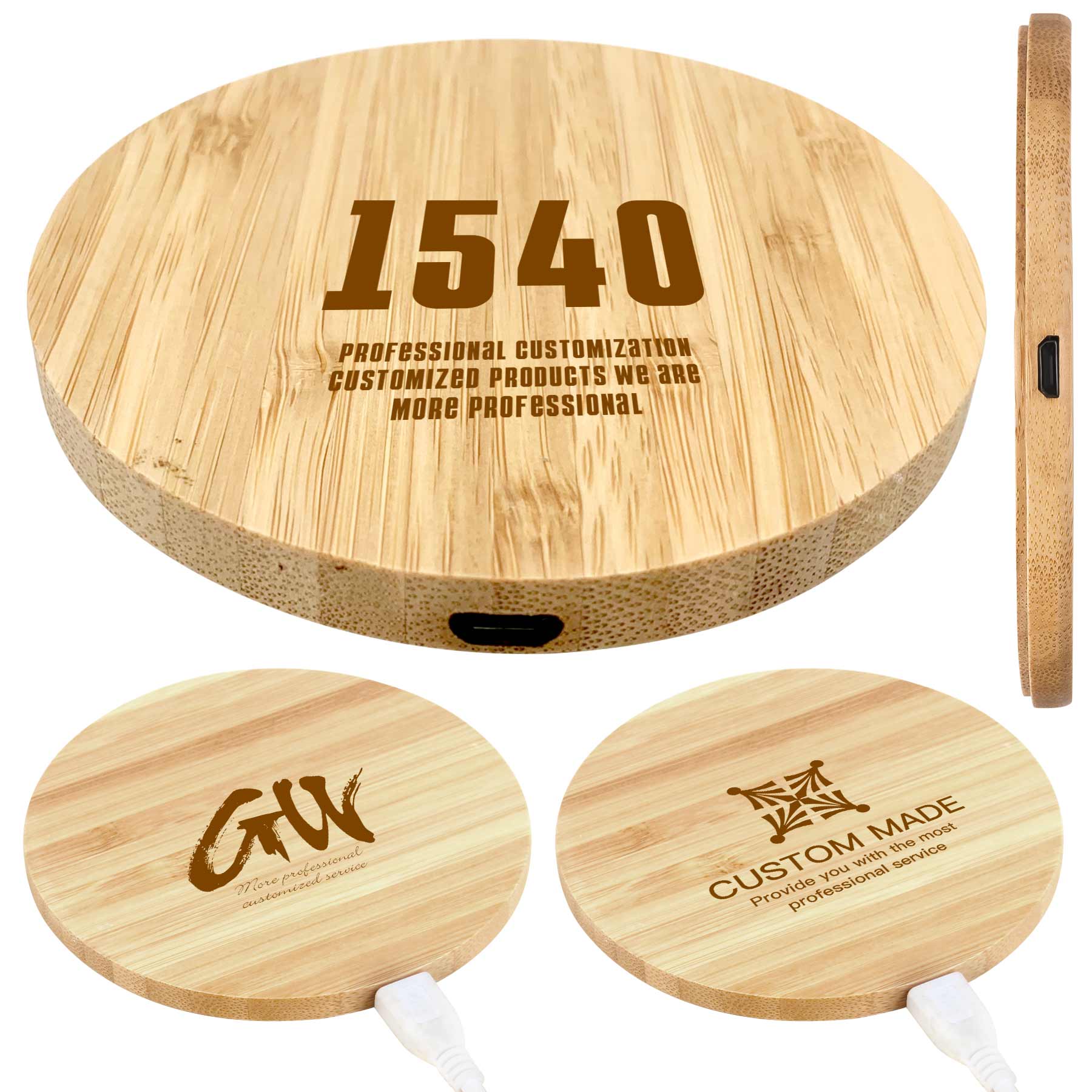 10W Bamboo Qi Wireless Charger Pad 1