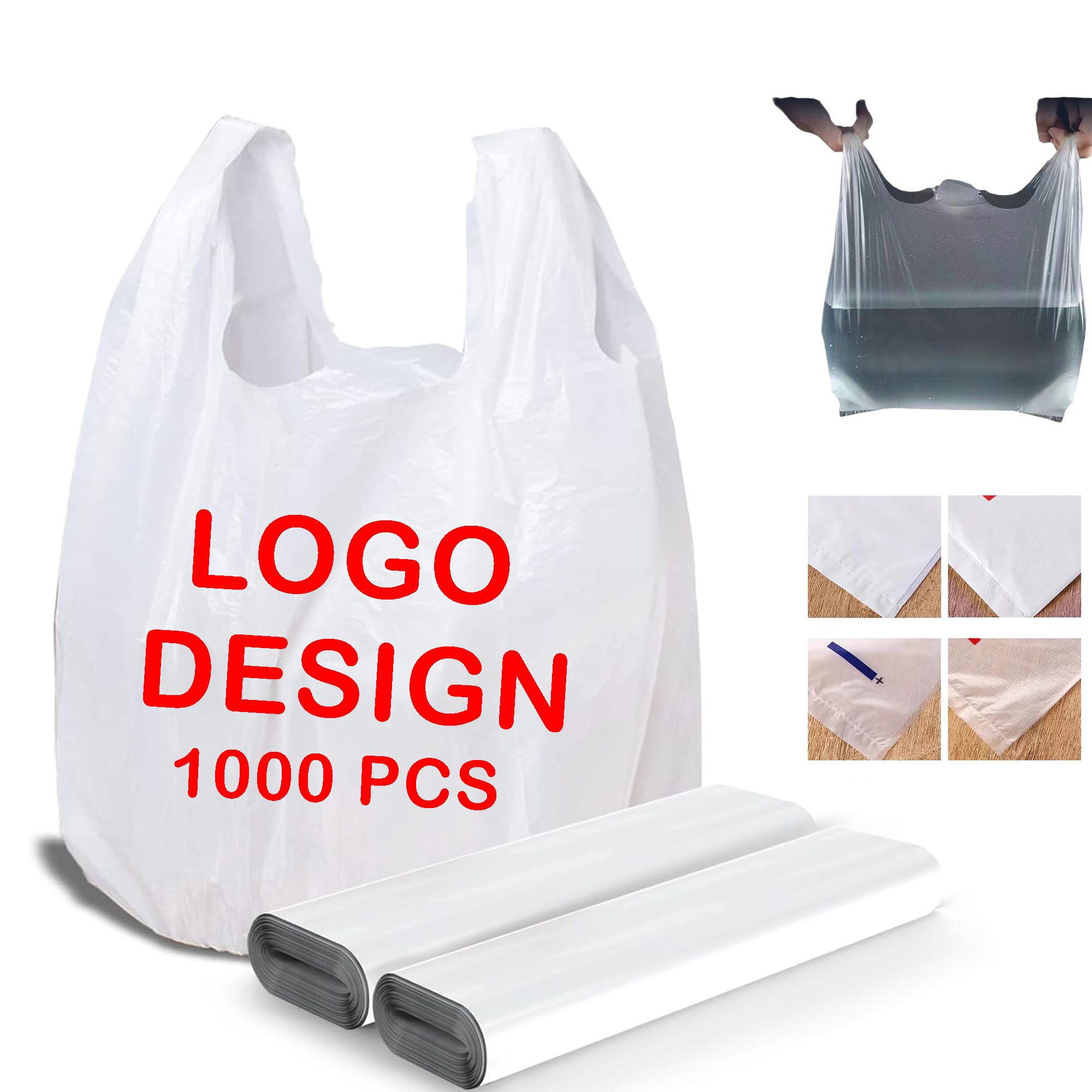 Custom Logo 2mil Milky White Retail Bags 1000pcs 1