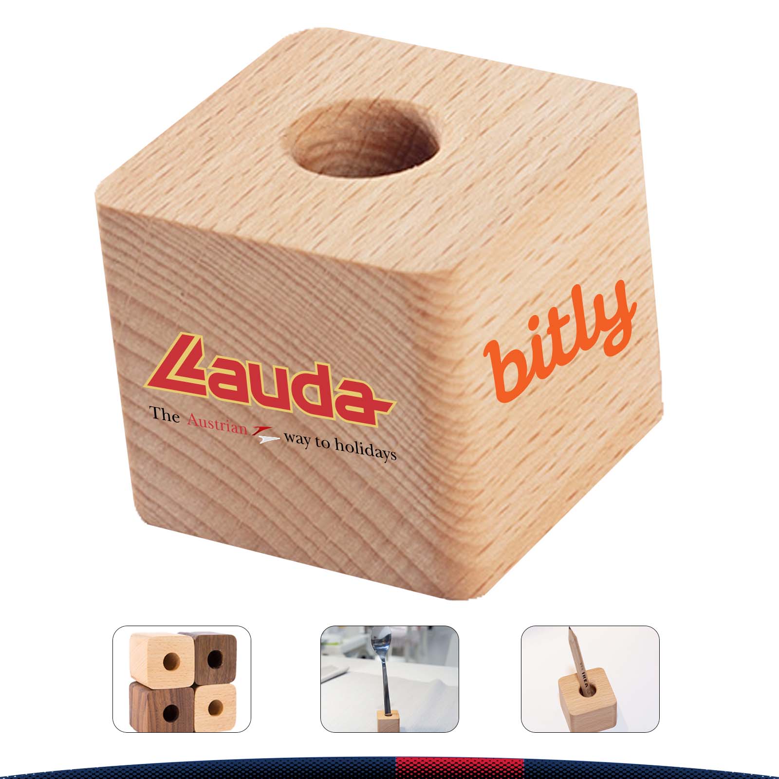 Square Beech Pen Holder 2