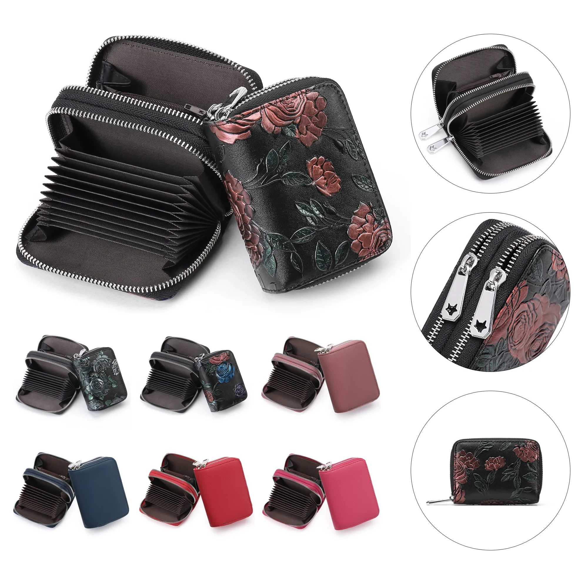 RFID Double Zipper Multifunctional Wallet 6