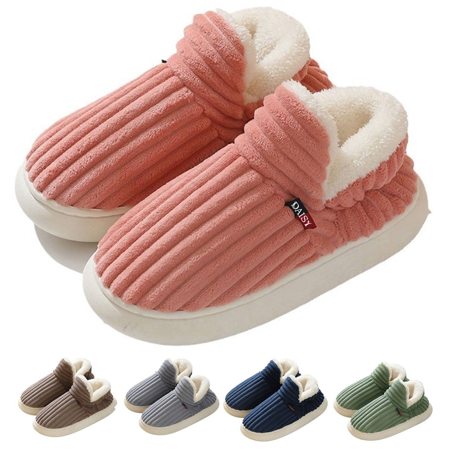 High Back Cotton Slippers w/ PVC Sole 6