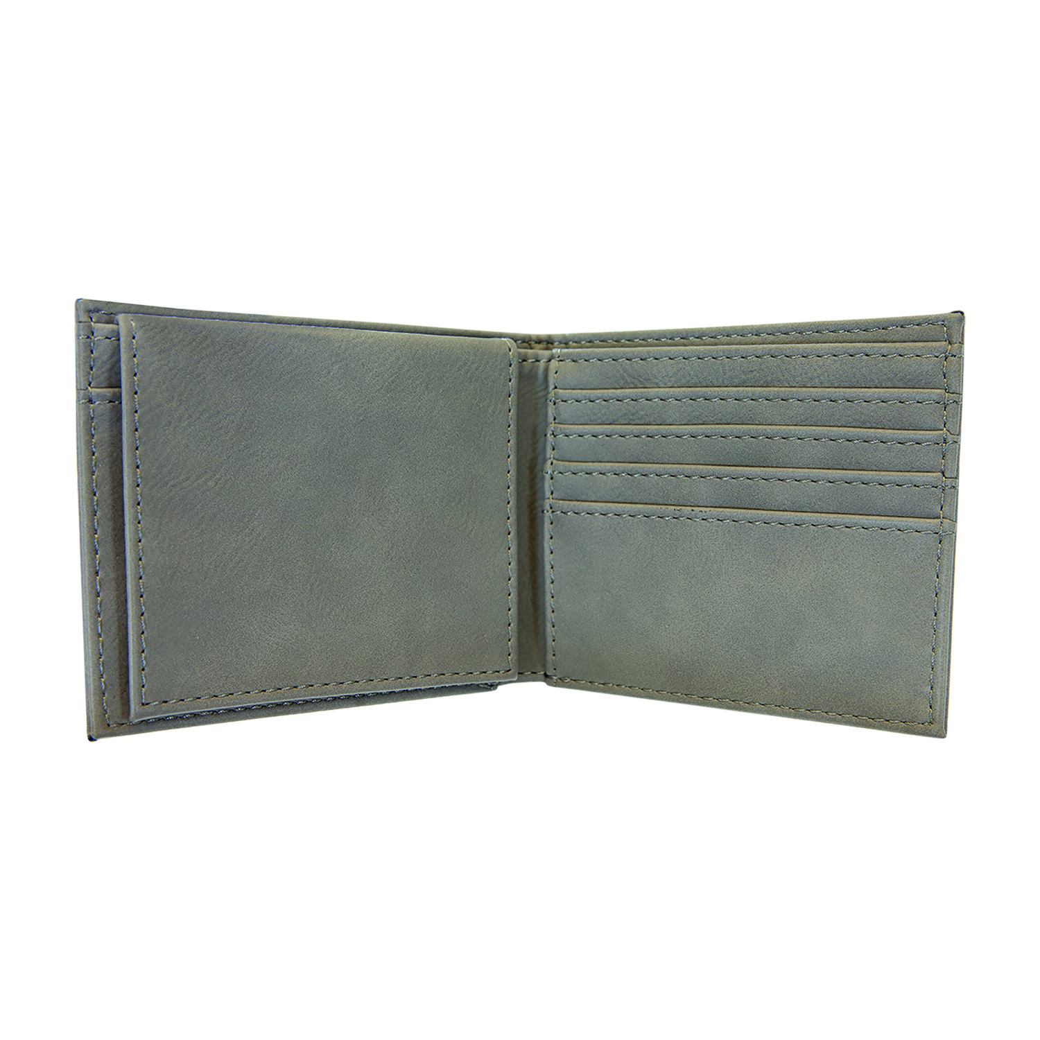Gray Leatherette Bi-Fold Wallet w/ Flip ID Display 3
