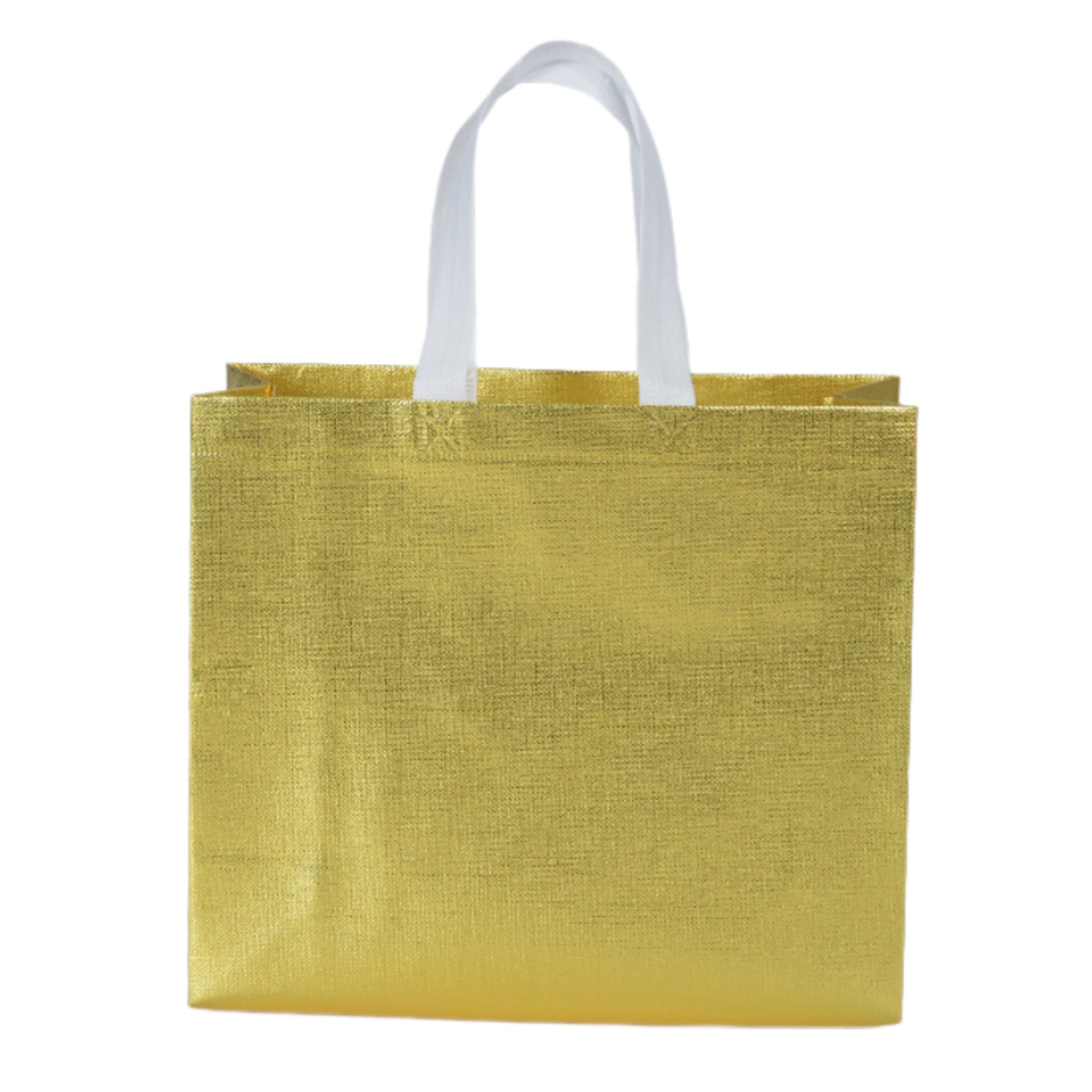 Laminated Non Woven Metallic Shopping Tote Bag 12.6" By 11.8" By 3.9" 8