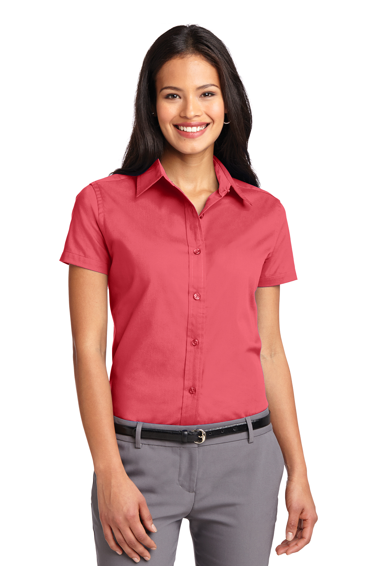 Ladies' Short Sleeve Oxford Button-Down Easy Care Shirts 23