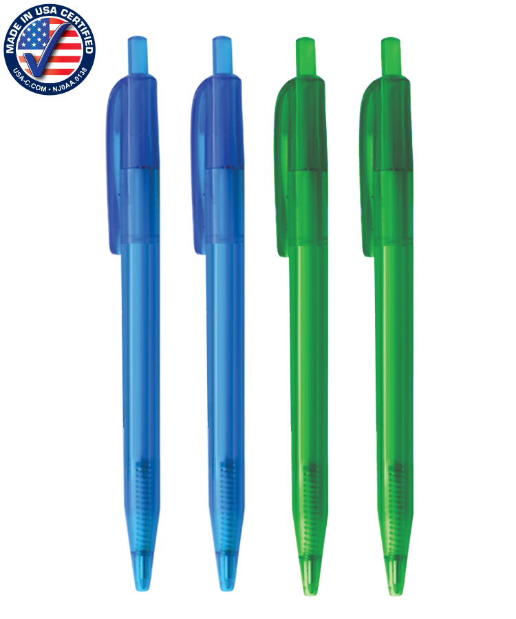 Union Printed - USA ECO Frosted Barrel Click Pens with 1-Color Trim 2