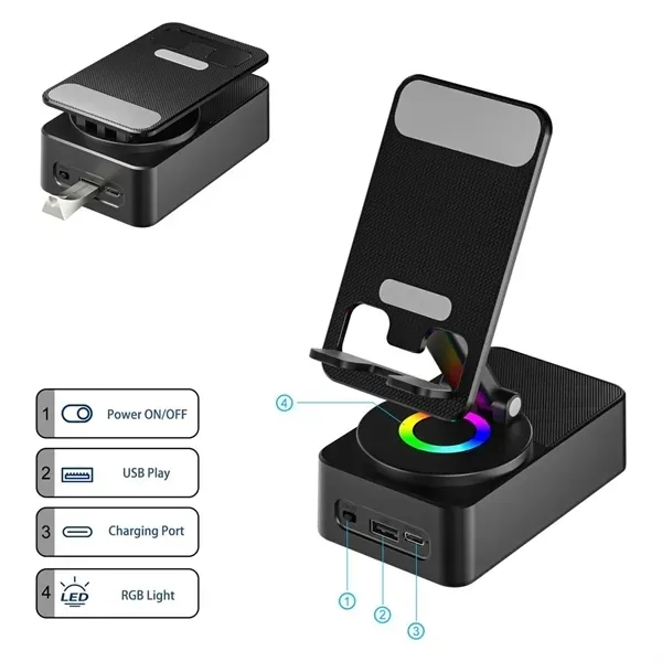 LED Phone Holder with Wireless Bluetooth Speaker Stand 7