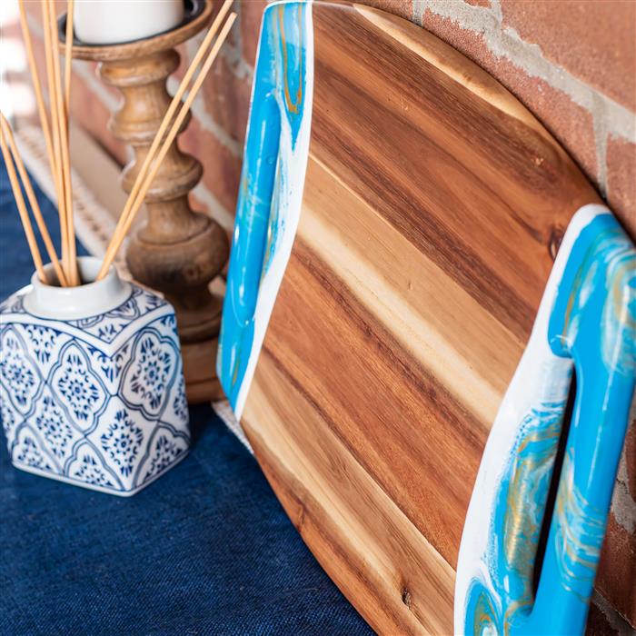 XL Curved Acacia Board With 2 Handles 19