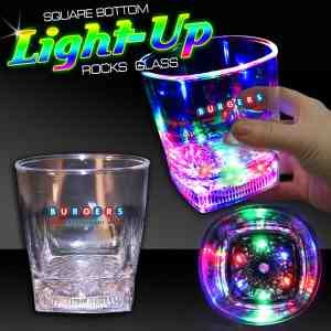 Square Bottom LED Rocks Glass