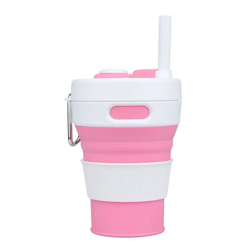 15 Oz. Portable Silicone Foldable Sippy Cup W/Drinking Straw 7
