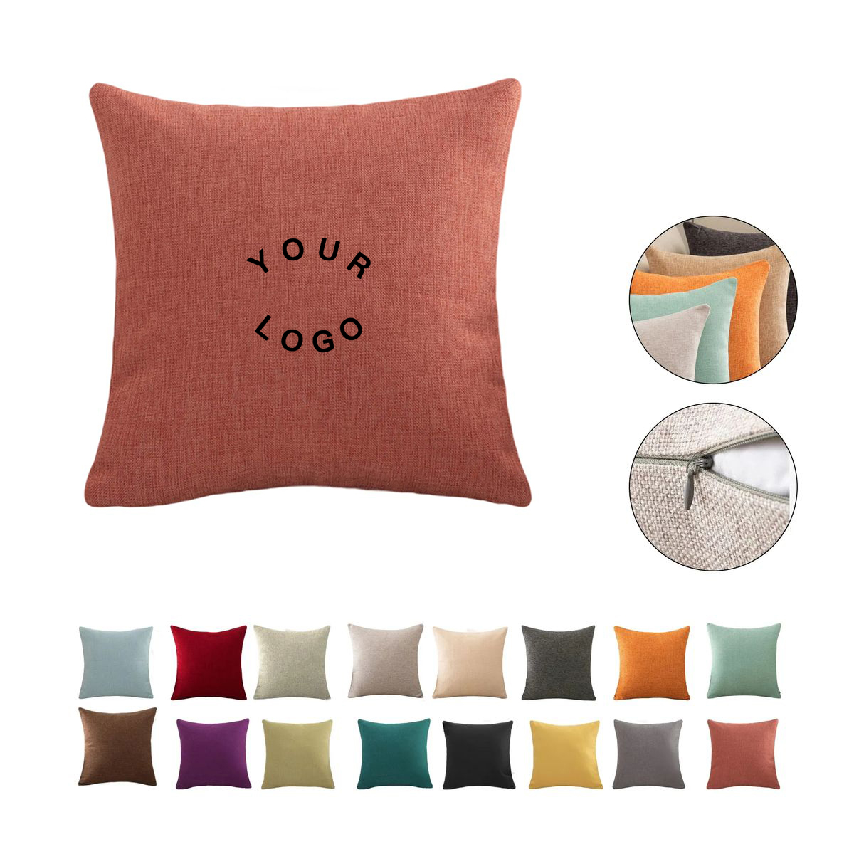 18 Inch Linen Pillow Cover with Hidden Zipper Closure 3