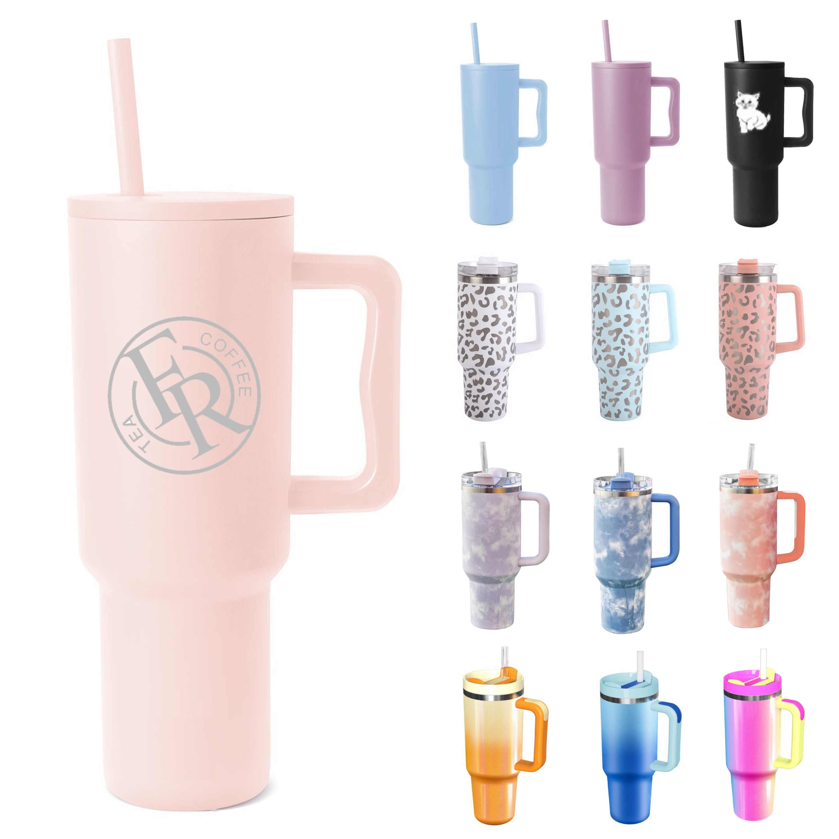 40oz Tumbler with Handle and Straw Lid (direct import) 2