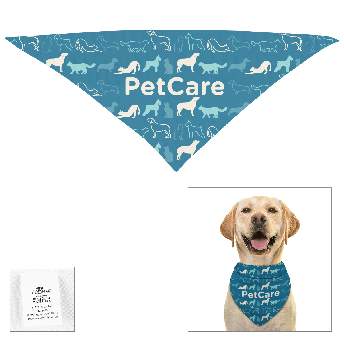 Full Color Large Triangle rPET Pet Bandana 3