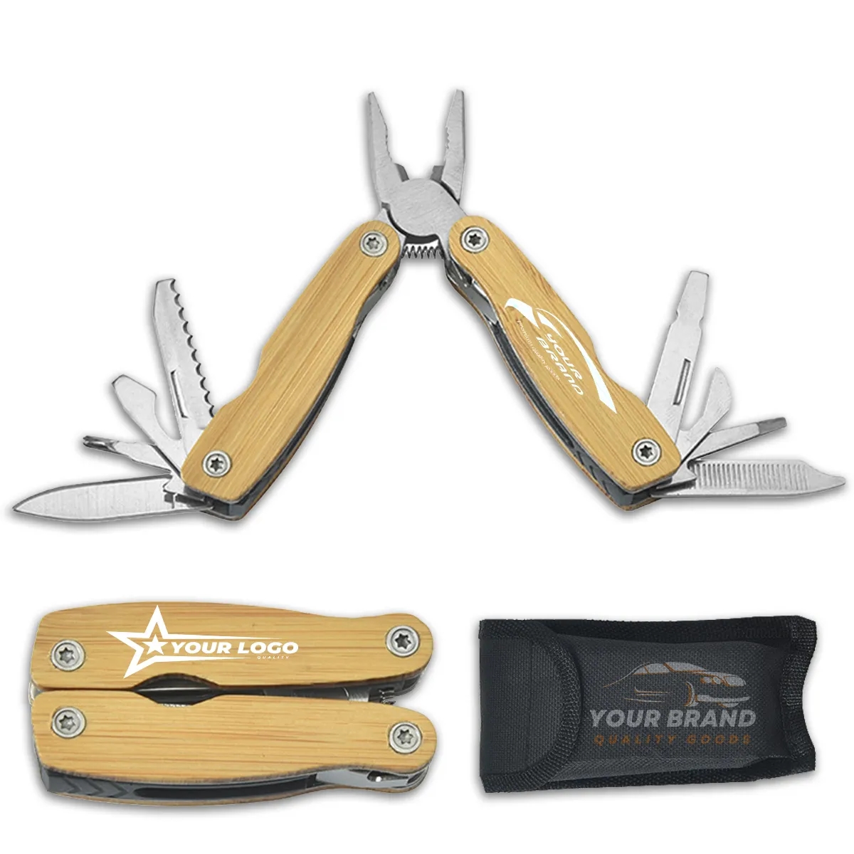 Personalized Multi-Function Pocket Pliers with Wooden Handle 4