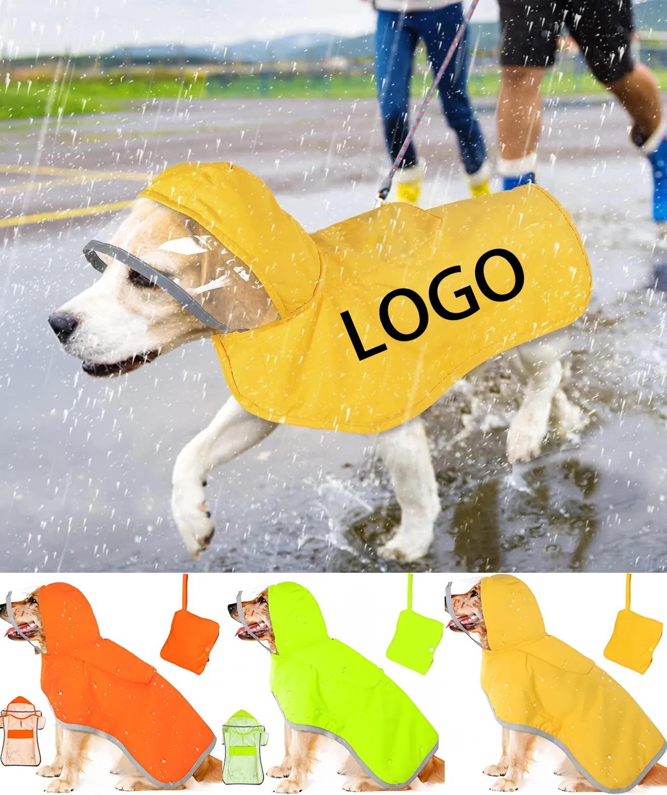 Personalized Small Dog Raincoat - Waterproof Puppy Jacket with Custom Logo Option 1
