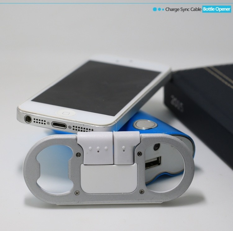 Bottle opener keychain with charger cables 2