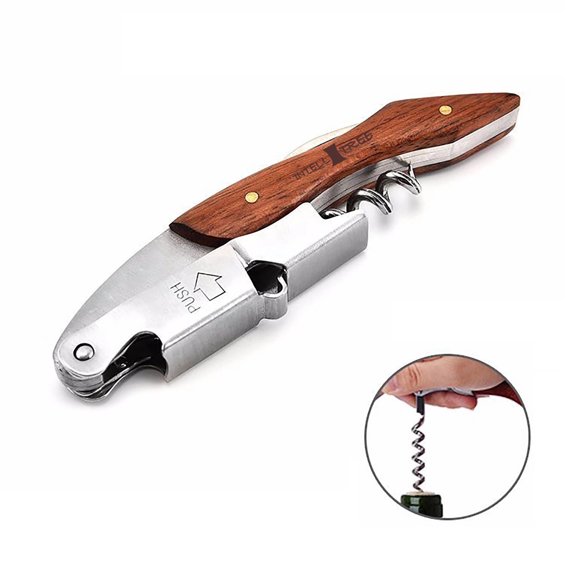 Professional Corkscrew Wine Key With Wood Handle 2