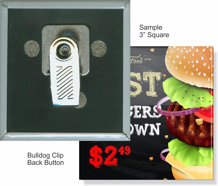 Bulldog Clip 3 Inch Square Button 2