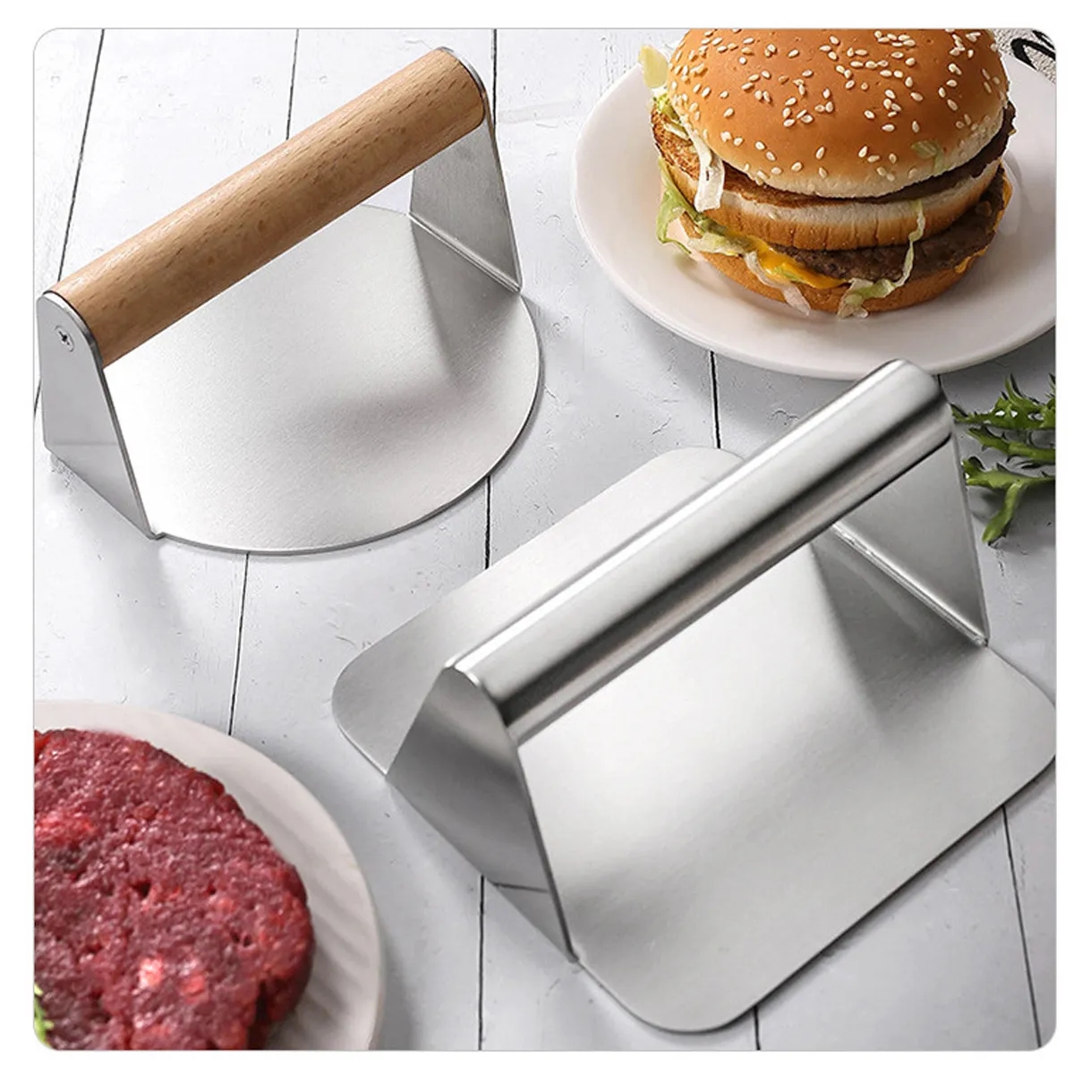Stainless Steel Meat Press Grill Kitchen Tool Household Mold 2