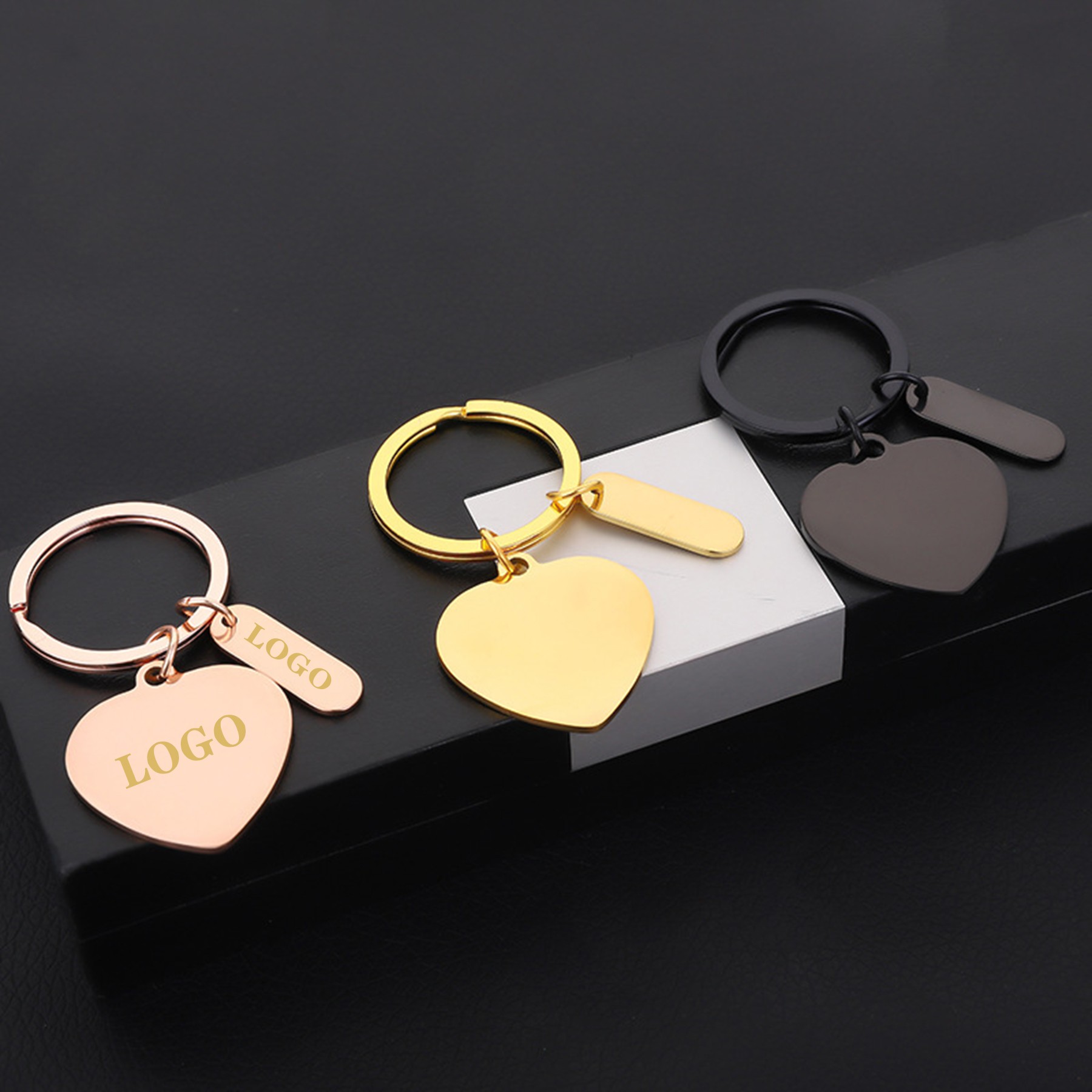 Peach Heart Blank Stainless Steel Keychain Accessory