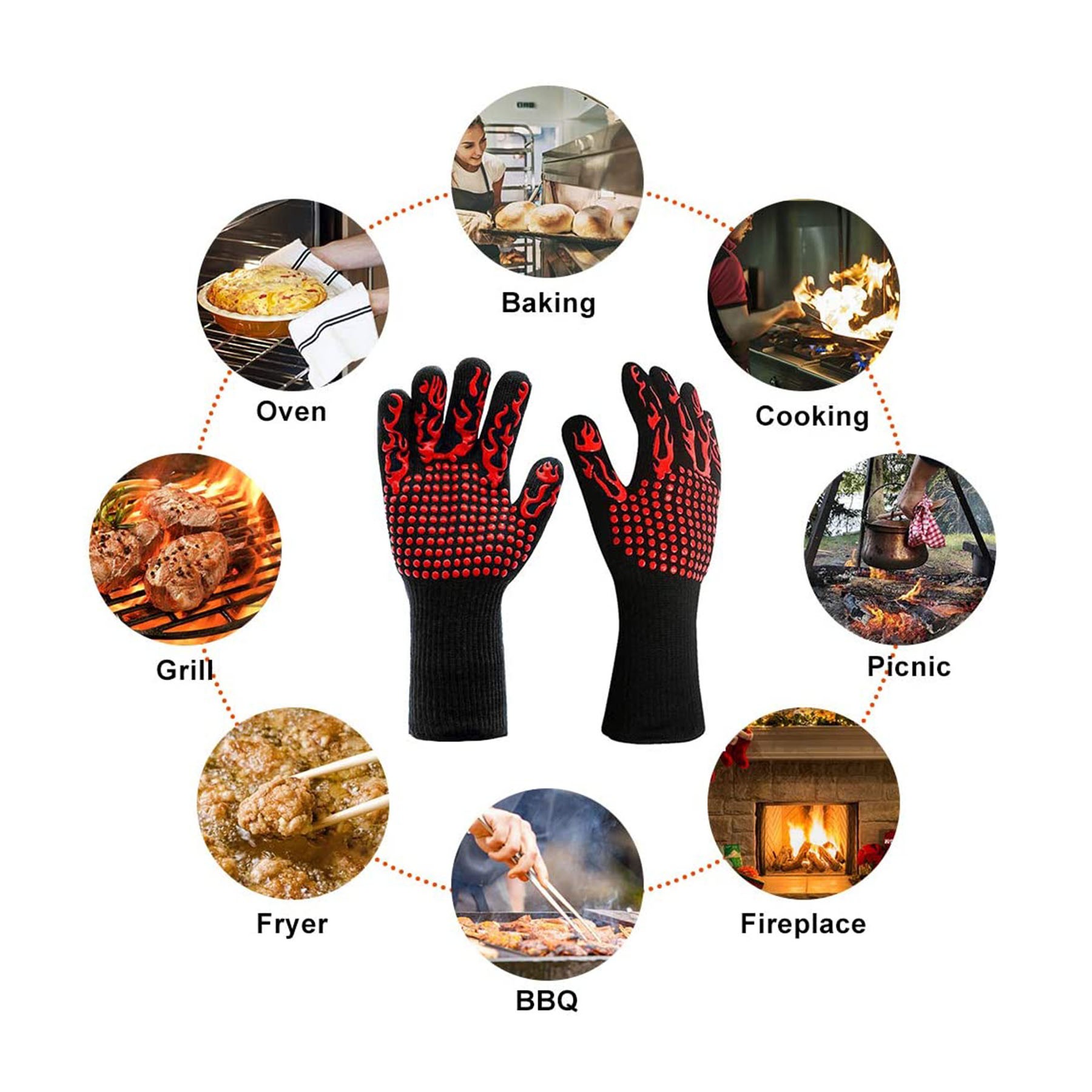 BBQ Microwave Oven Heat Resistant Silicone Gloves 3