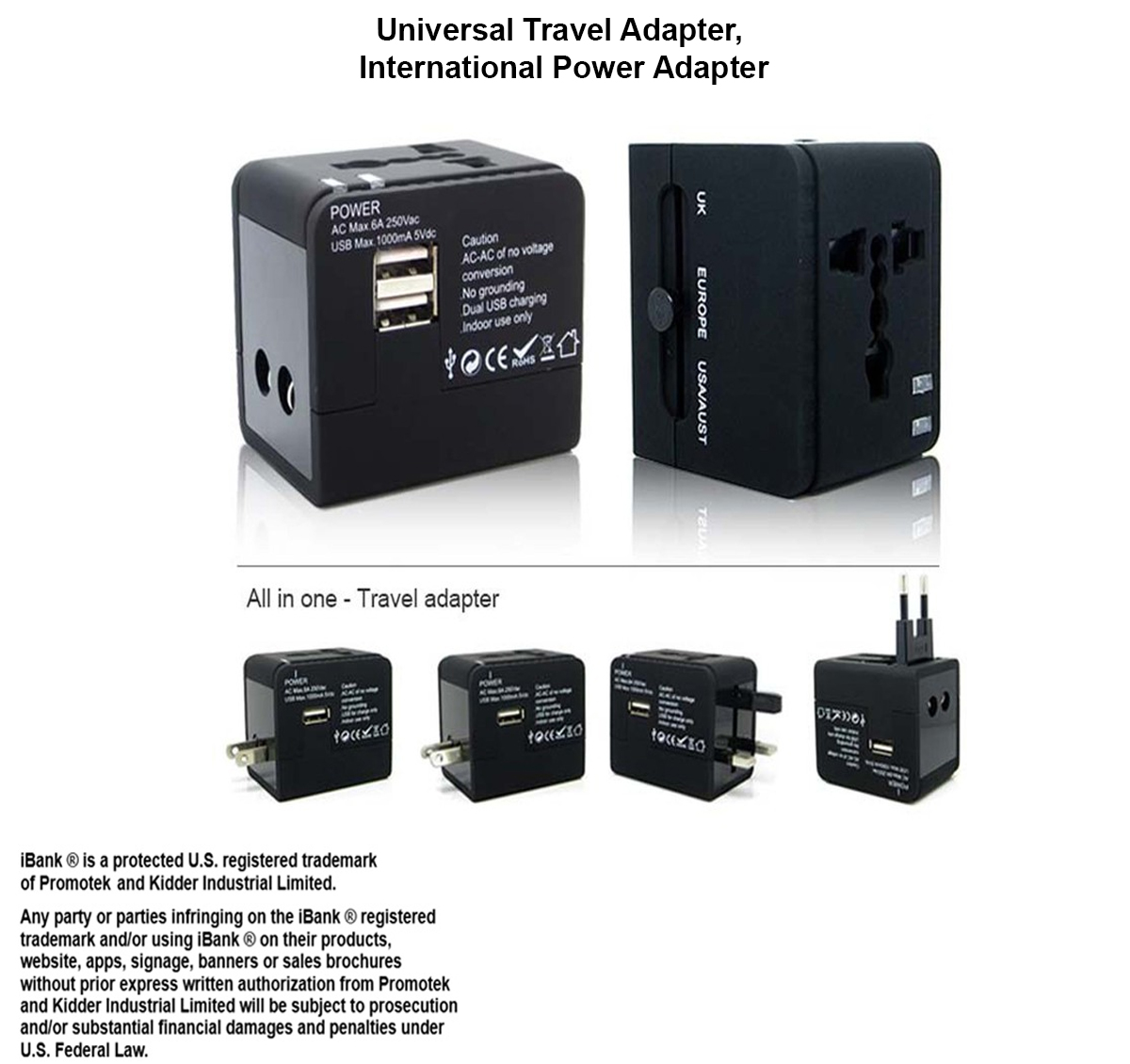 iBank ® Universal Travel Adapter, International Power Adapter 2