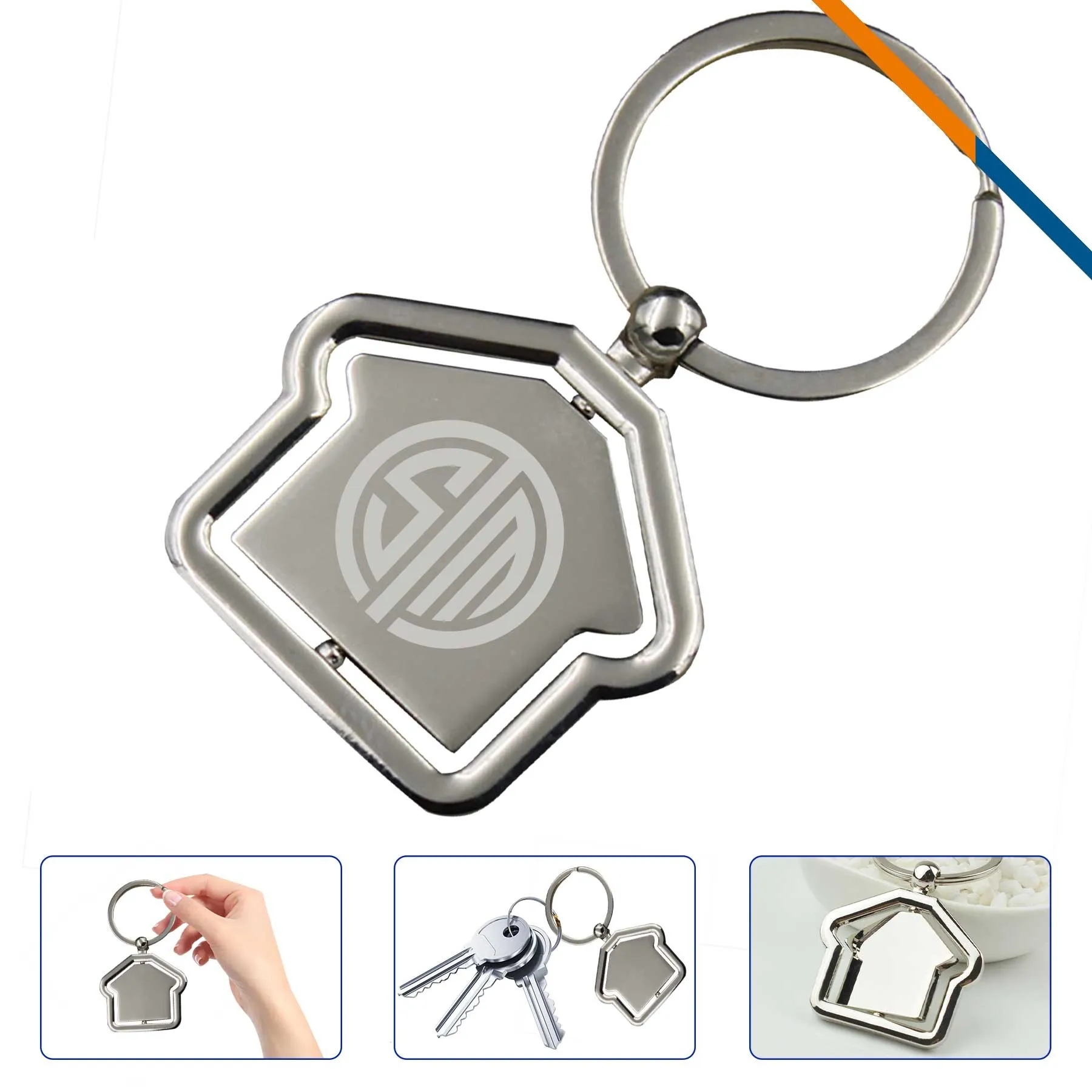 Metal House-Shaped Keychain 1