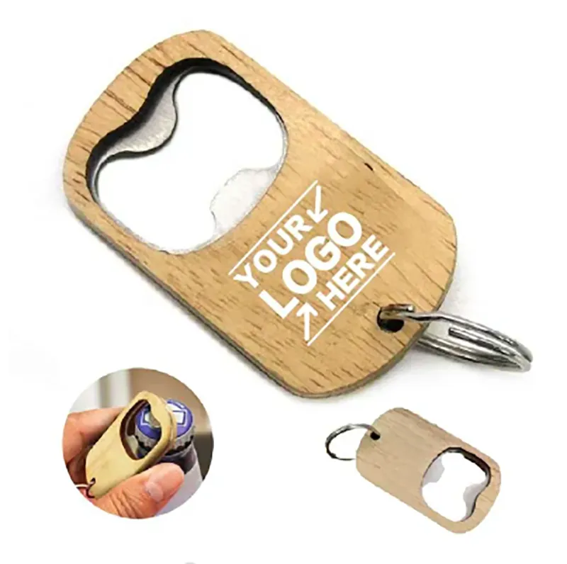 2-in-1 Wooden Bottle Opener Keychain 4