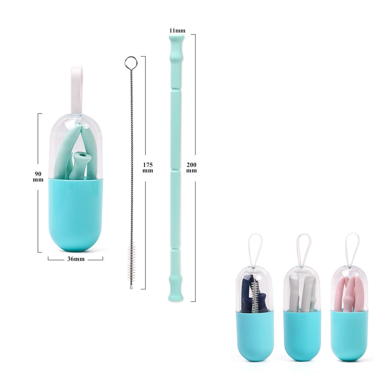 Collapsible Silicone Straw With Travel Case 3