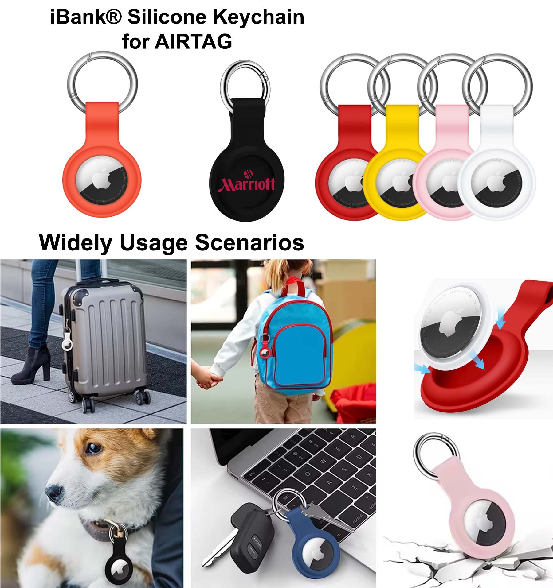 iBank ® Protective Silicone Keychain for AirTag – Soft-Touch Tracker Case & Secure Loop 1