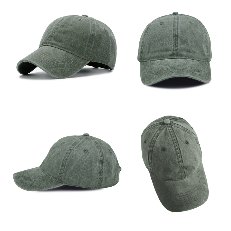 Stock Washed Cotton 6-Panel Baseball Cap w/ Metal Tuck 6