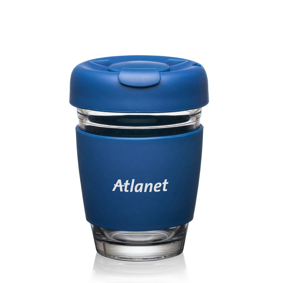 Retiro Borosilicate Glass Tumbler w/Silicone Lid - 8oz, custom stadium cup with logo imprint 6